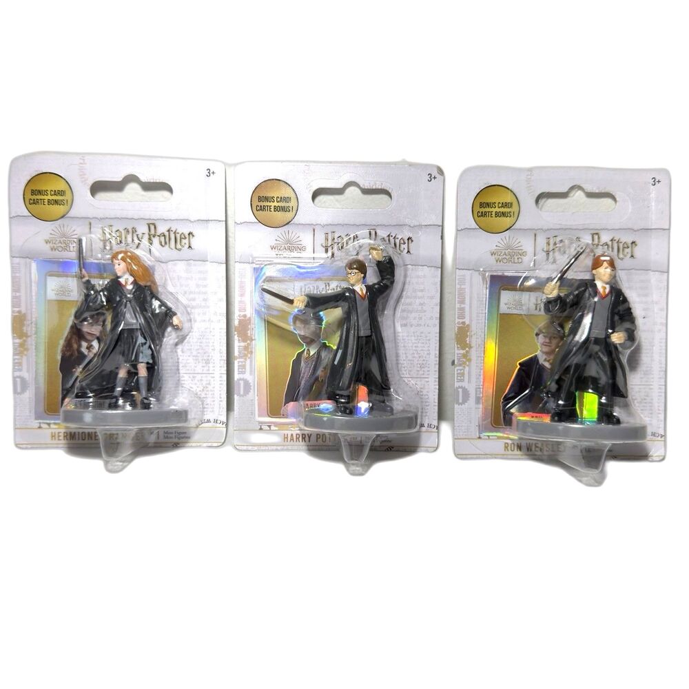 Harry Potter Just Play 2024 Mini Figures Golden Trio Lot of 3 NIB w/ Bonus Cards